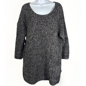 Chico's Cotton Tunic Sweater Sz 3 Marled Patch Pocket Everyday Comfort